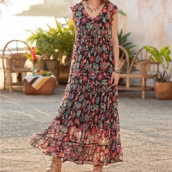 Sundance Traverse Time Over Slip Black Maxi Dress Size XL 41098 - Picture 1 of 11